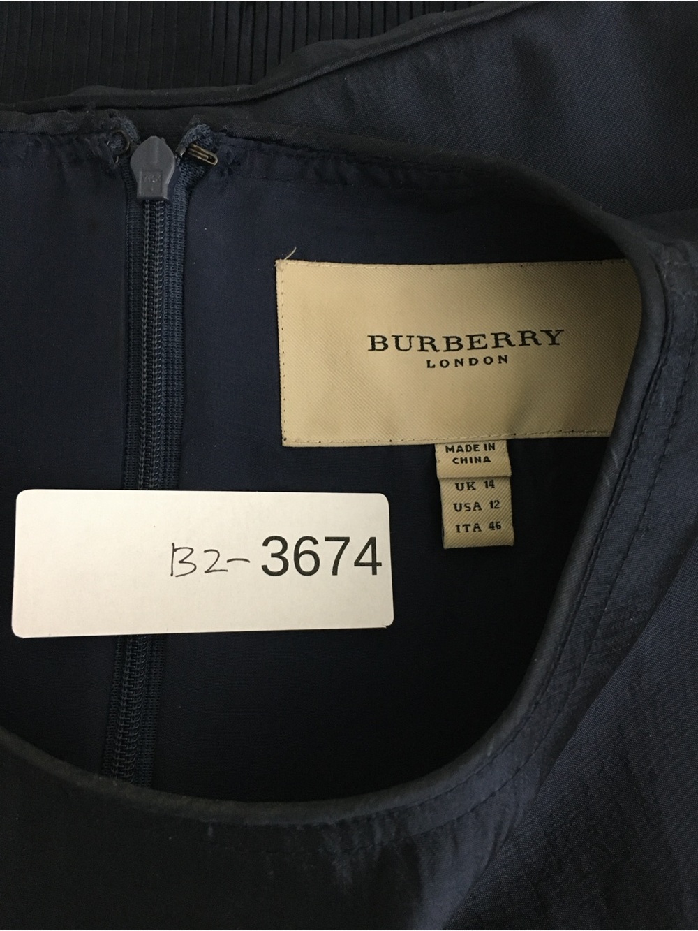 Burberry Mini Dress – Women’s Size 12 – Navy Blue Silk Blend - Picture 16 of 16